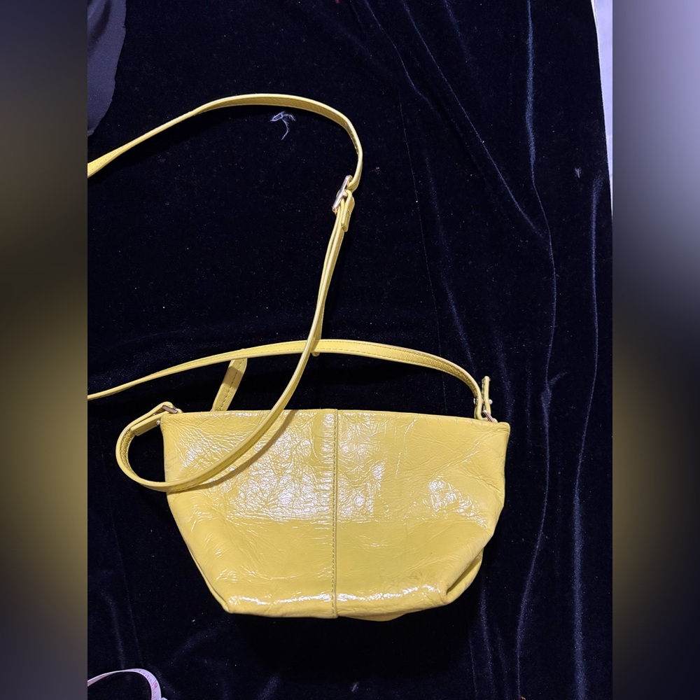 Massimo Dutti Yellow Leather Crossbody Bag